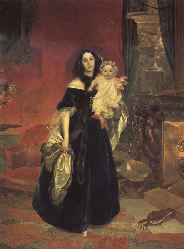 Karl Briullov Portrait of Maria Beck with her daughter Germany oil painting art